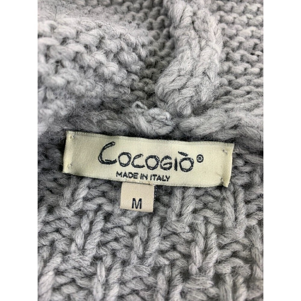 Cocagio‎ Hooded Cardigan Sweater Knit Open Gray Black Wool Blend Italy Medium - Picture 7 of 11